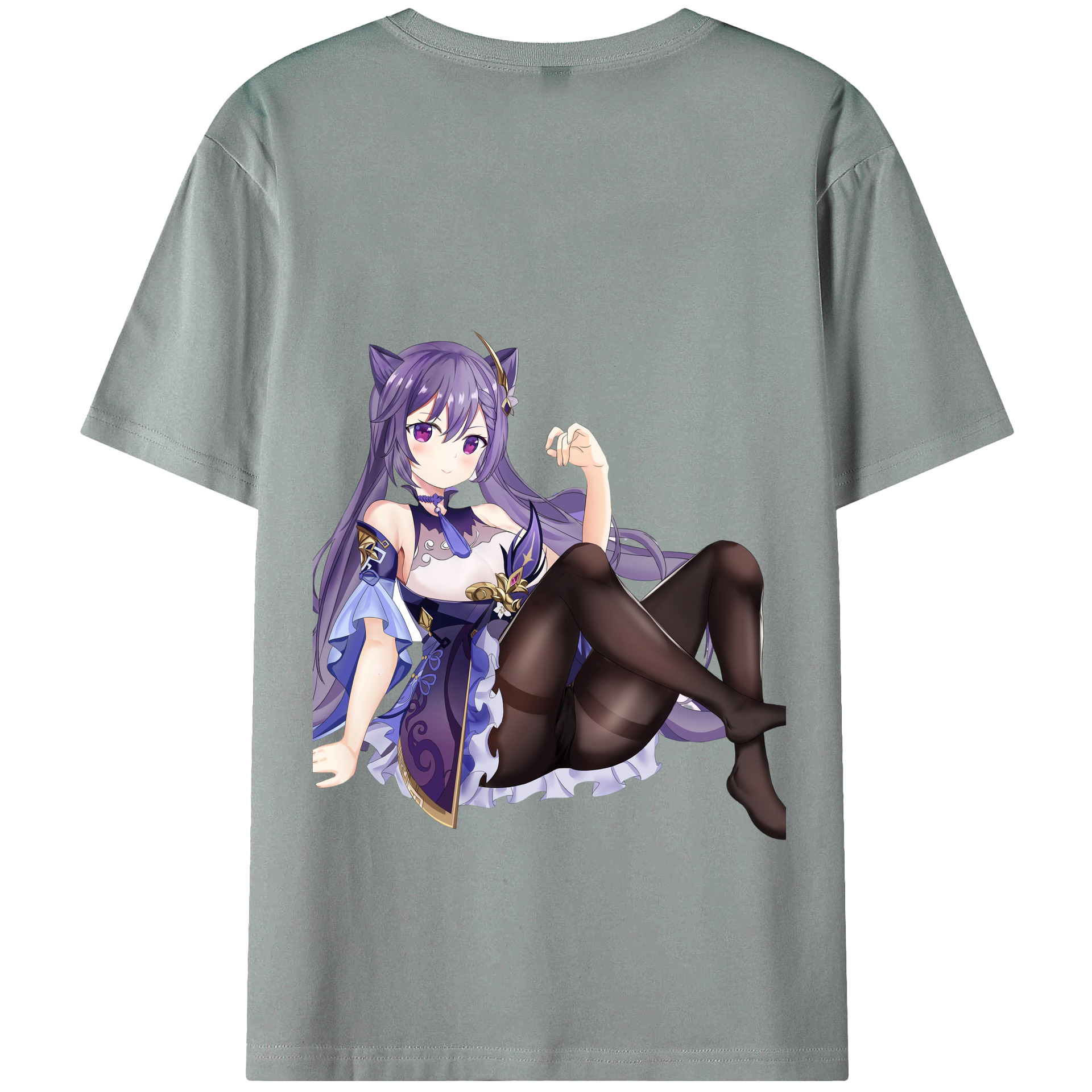 げんし神 刻晴 こくせい genshin Kokusei 綿100％ メンズ半袖Tシャツ（バックプリント） 通気性